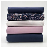 Stoffbox Jersey botanische Blumen und Waffelstoff Jersey dunkelblau mit Bündchen
