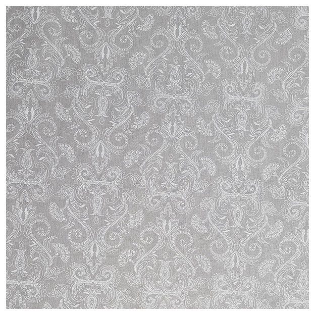 Baumwolle Halbdruck Ornamente lichtgrau und weiß