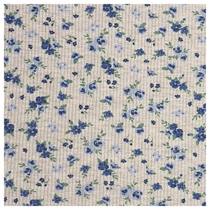 Jersey Blumen blau gerippt