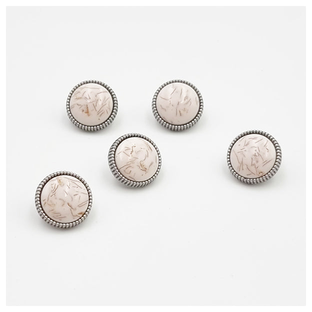 Metallknopf gemustert naturweiß 13mm