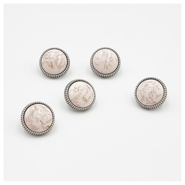 Metallknopf gemustert naturweiß 13mm