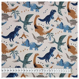 French Terry Dinosaurier beige