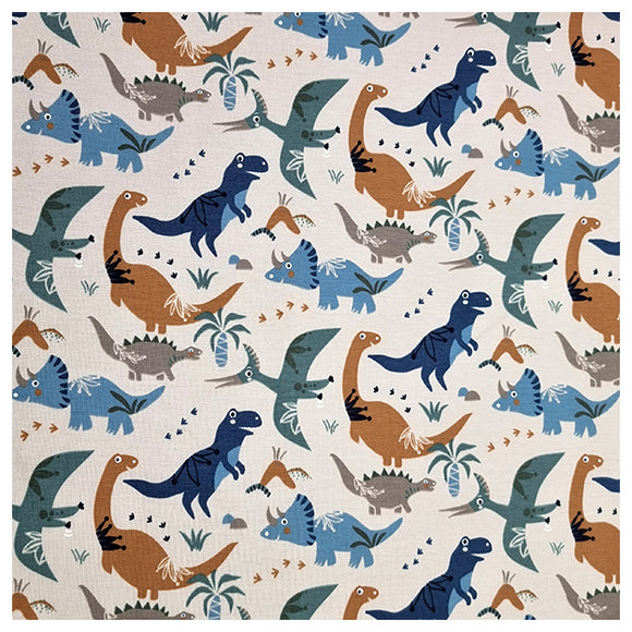 French Terry Dinosaurier beige
