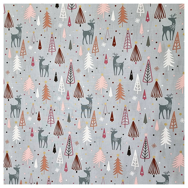 Baumwoll-Popeline Bäume grau