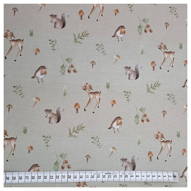 Interlock Jersey Waldtiere lindgrün