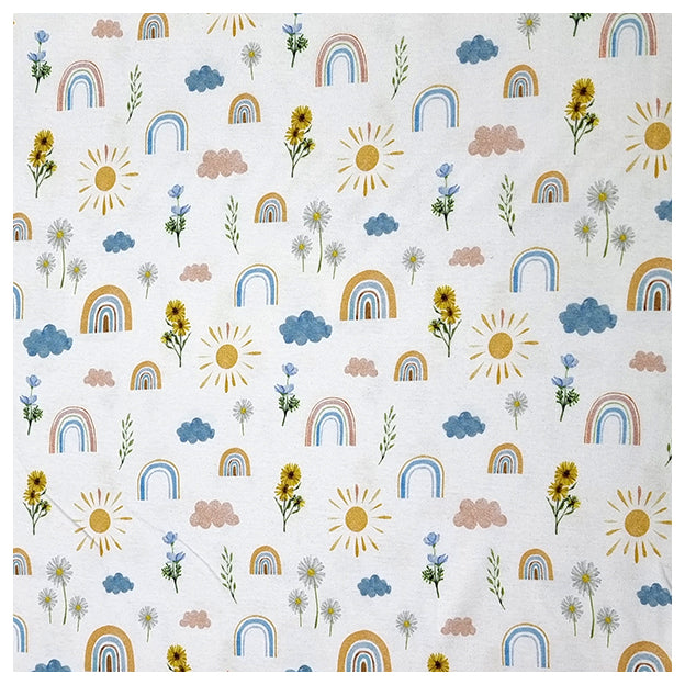 Interlock Jersey Regenbogen weiß