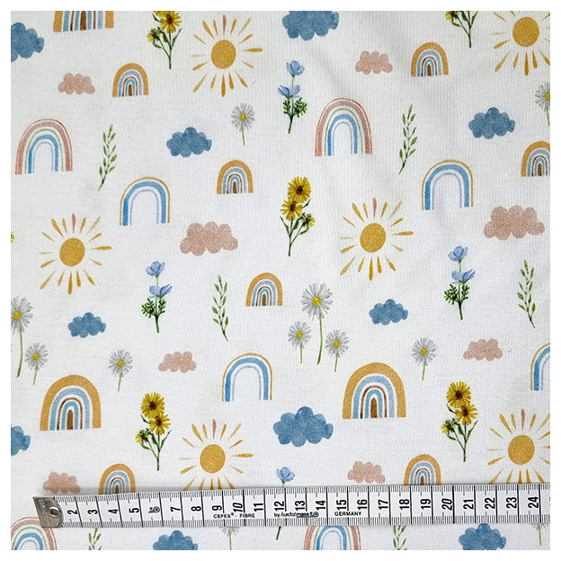 Interlock Jersey Regenbogen weiß