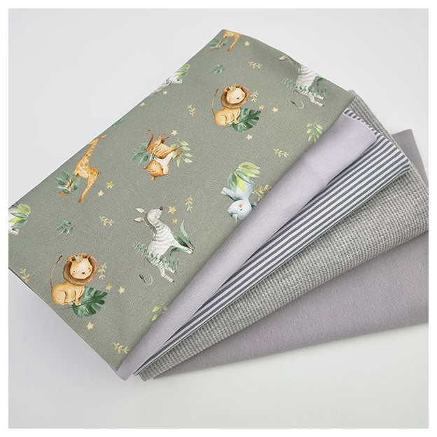 Stoffbox Jersey Wildtiere Bio und Waffelstoff Jersey mit Bündchen
