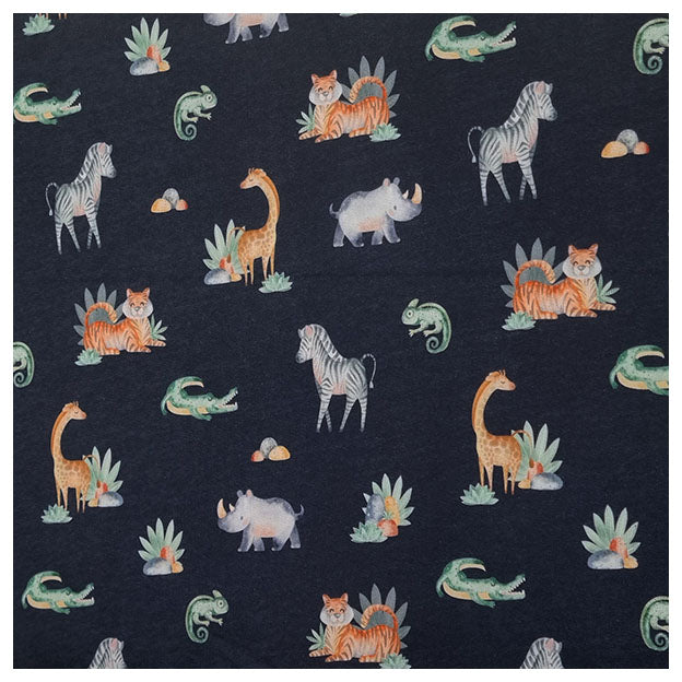 Sweatstoff Wildtiere navy