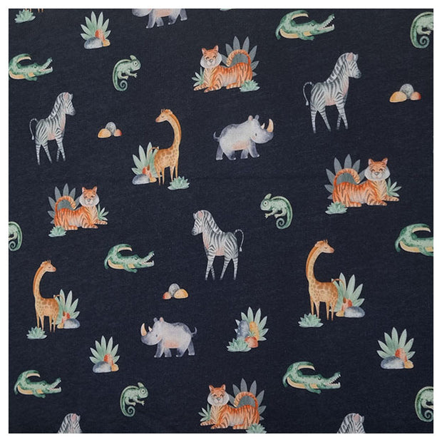 Sweatstoff Wildtiere navy