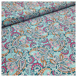 Baumwoll-Popeline Paisley blau und pink