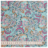 Baumwoll-Popeline Paisley blau und pink