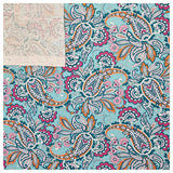 Baumwoll-Popeline Paisley blau und pink