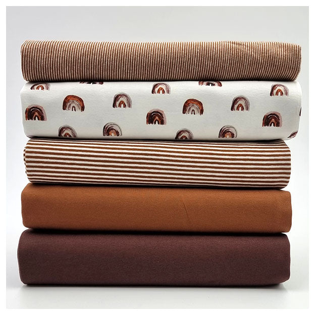 Stoffbox Jersey Regenbogen und uni mit Bündchen