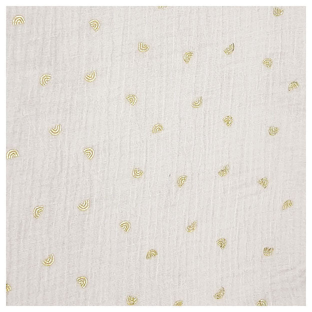 Musselin naturweiß mit Regenbogen in gold