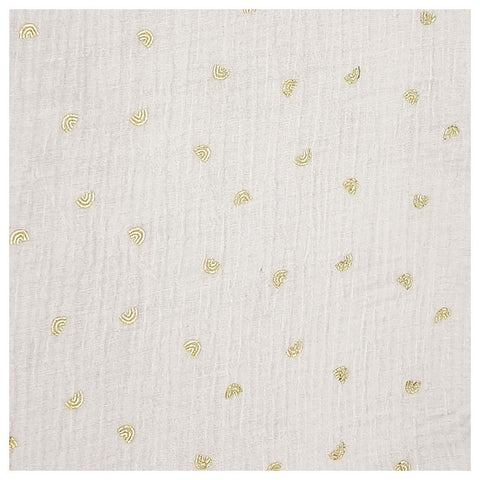 Musselin naturweiß mit Regenbogen in gold