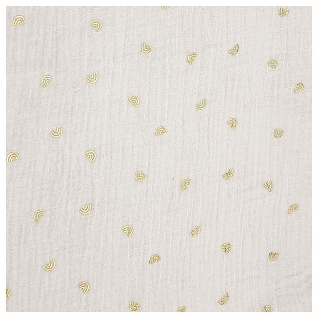 Musselin naturweiß mit Regenbogen in gold