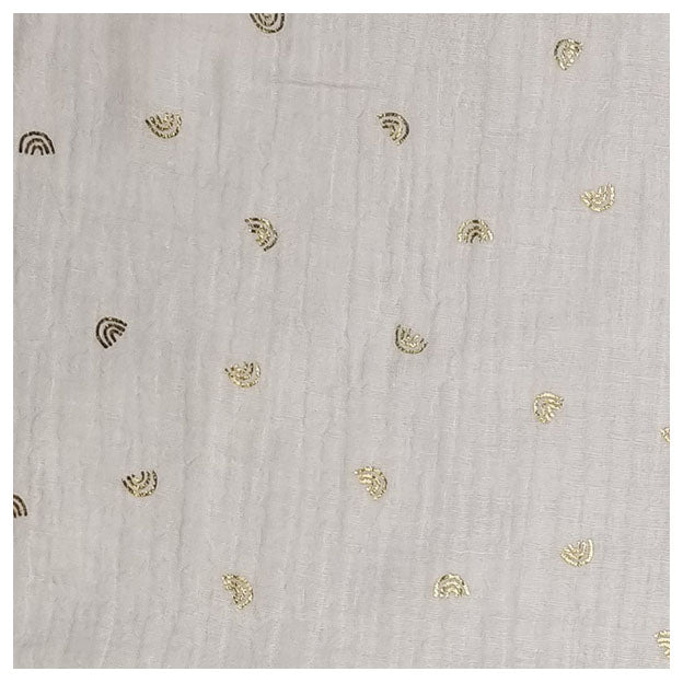 Musselin naturweiß mit Regenbogen in gold