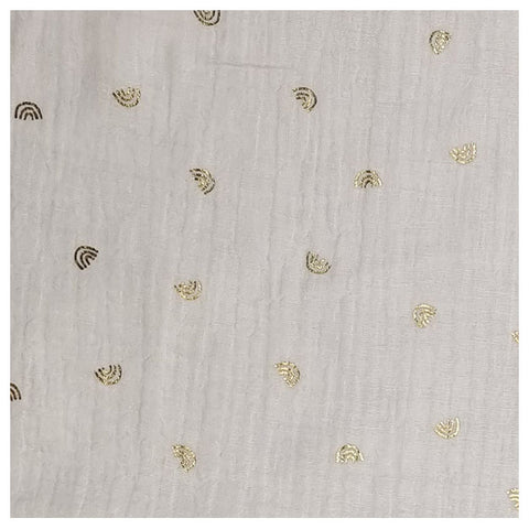 Musselin naturweiß mit Regenbogen in gold