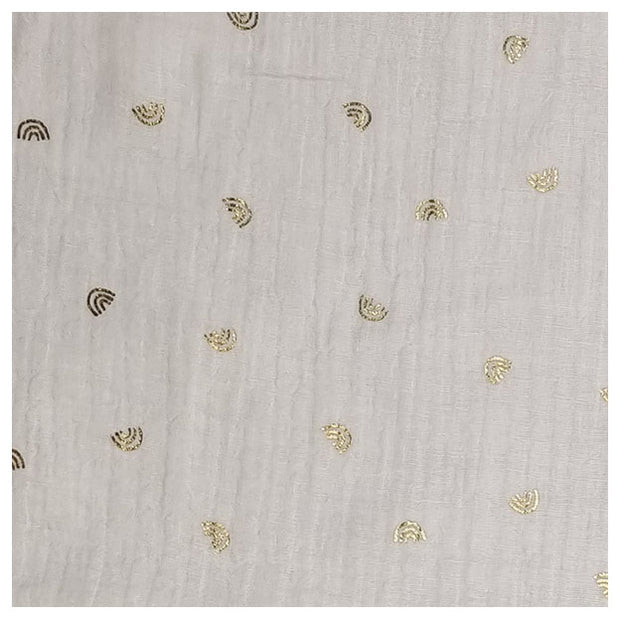 Musselin naturweiß mit Regenbogen in gold