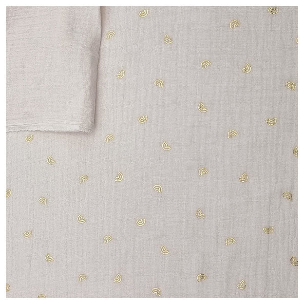 Musselin naturweiß mit Regenbogen in gold