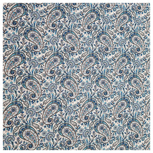Baumwoll-Popelin Paisley blau und grau