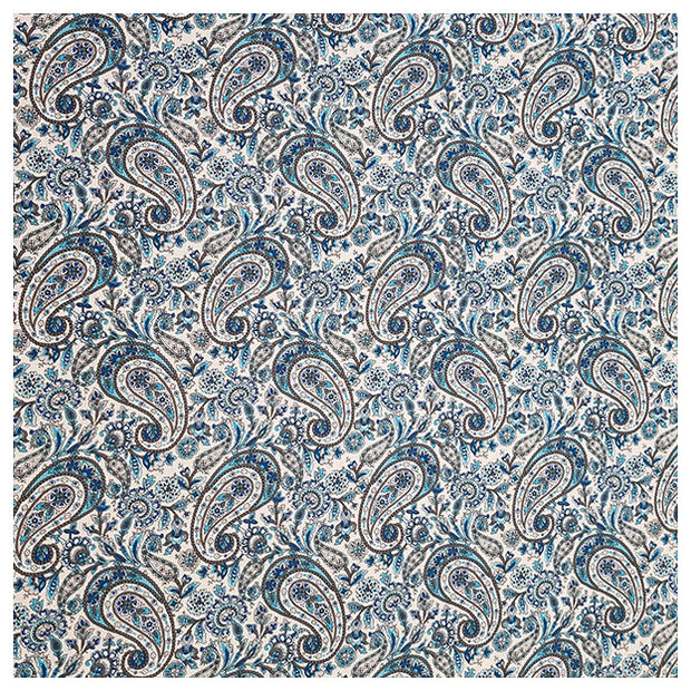 Baumwoll-Popelin Paisley blau und grau