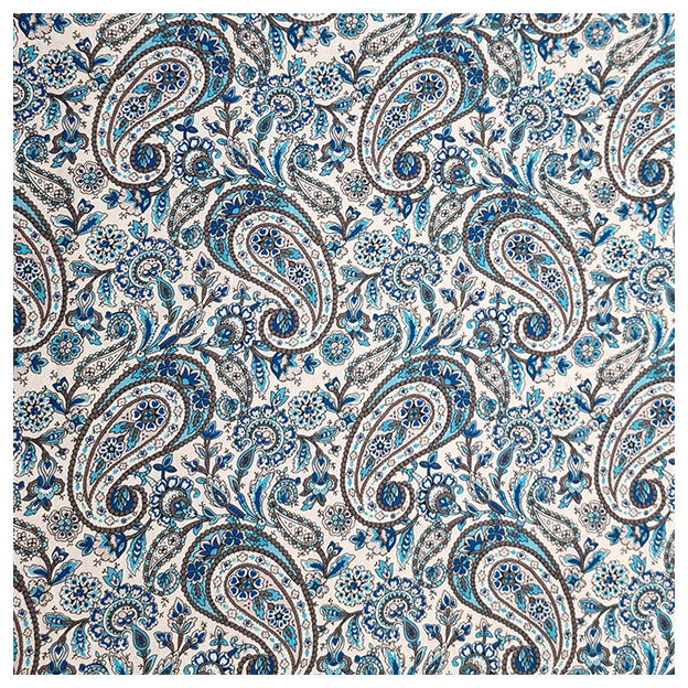Baumwoll-Popelin Paisley blau und grau