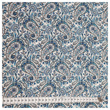 Baumwoll-Popelin Paisley blau und grau