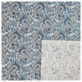 Baumwoll-Popelin Paisley blau und grau