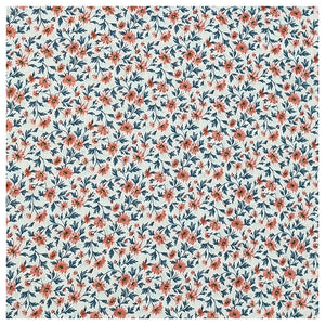 Baumwoll-Popelin Blumen rosa mit hellblau