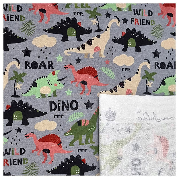 French Terry Dino grau