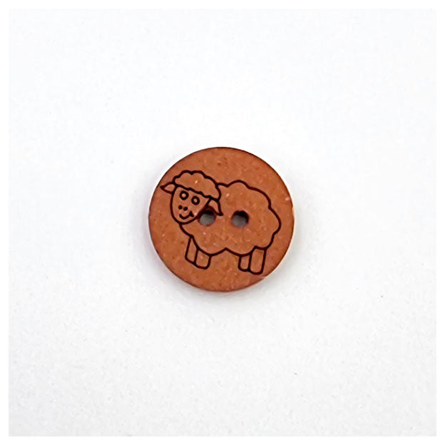 Recycelter Knopf Schafe braun