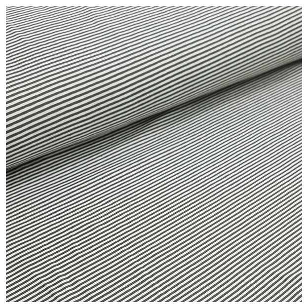 Jersey Streifen Tannengrün und weiß 2mm