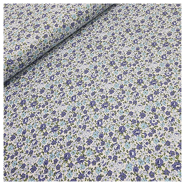 Baumwoll-Popelin Rosen jeansblau und blau