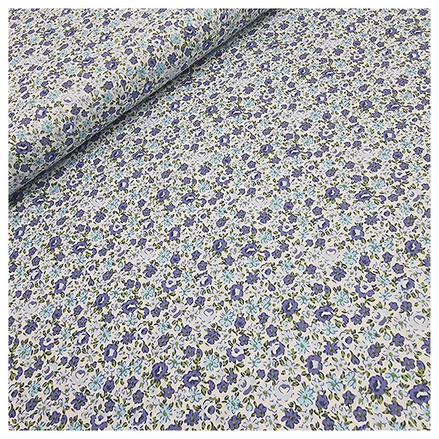 Baumwoll-Popelin Rosen jeansblau und blau