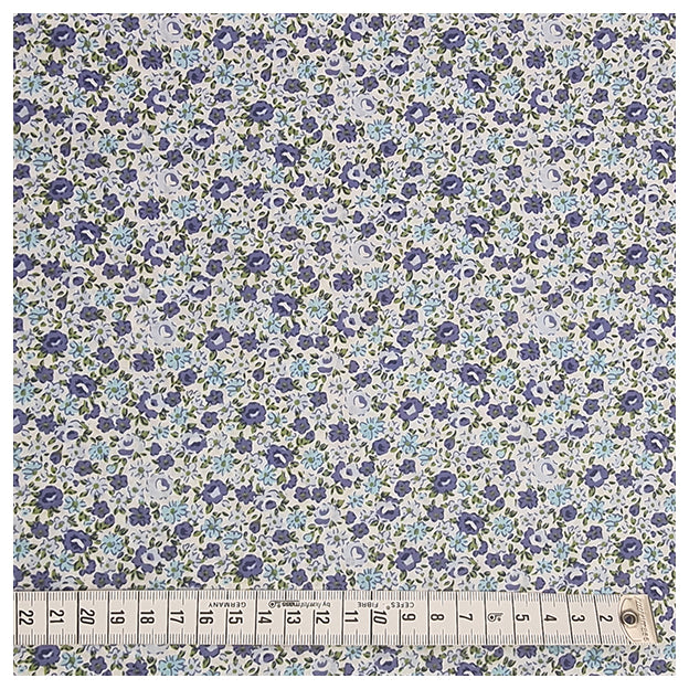 Baumwoll-Popelin Rosen jeansblau und blau