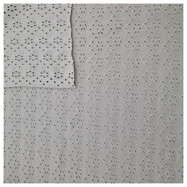 Broderie Jersey mit Lochstickerei uni hellgrau