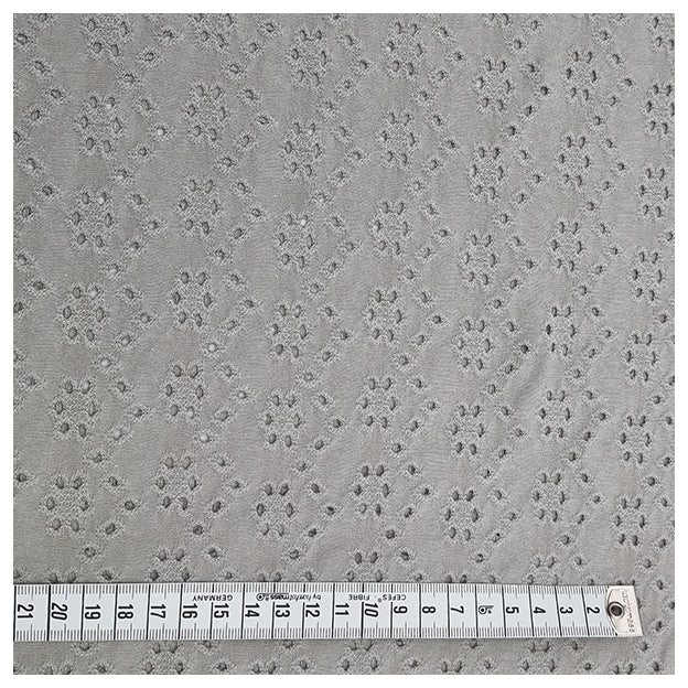 Broderie Jersey mit Lochstickerei uni hellgrau