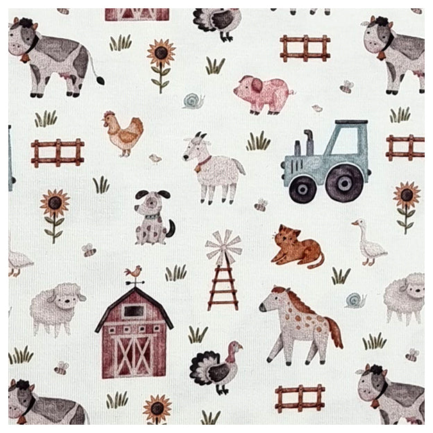 Stoffbox Jersey Bauernhof und Rippjersey altrosa mit Bündchen