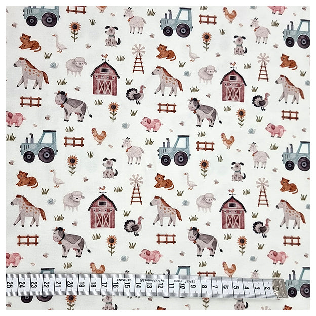 Jersey Digital Bauernhof weiß