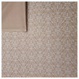 Baumwollsatin Halbdruck Ornamente taupe und weiß