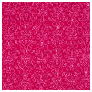 Baumwollsatin Halbdruck Ornamente Himbeere und weiß