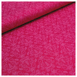Baumwollsatin Halbdruck Ornamente Himbeere und weiß