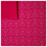 Baumwollsatin Halbdruck Ornamente Himbeere und weiß