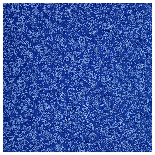 Baumwolle Blumen Halbdruck in royalblau