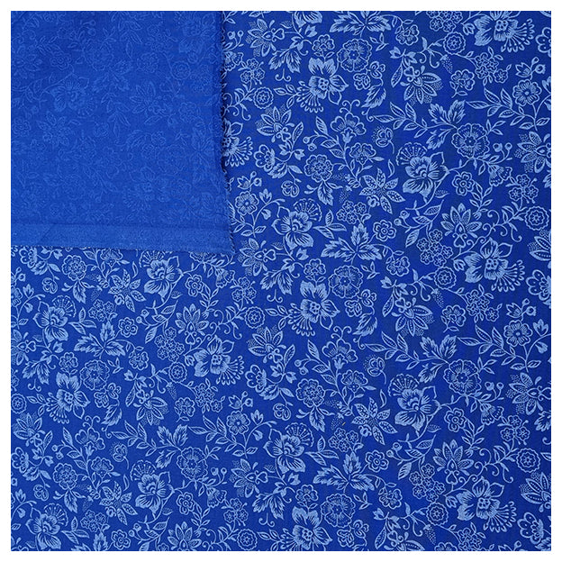 Baumwolle Blumen Halbdruck in royalblau