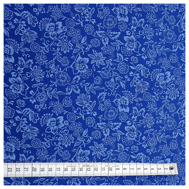 Baumwolle Blumen Halbdruck in royalblau