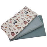 Jersey Stoffpaket Bauernhof und streifen mint mit Bündchen Bio