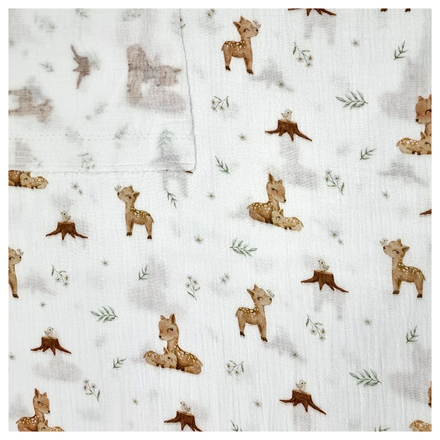Musselin Baumwolle Digital Waldtiere weiß Bio